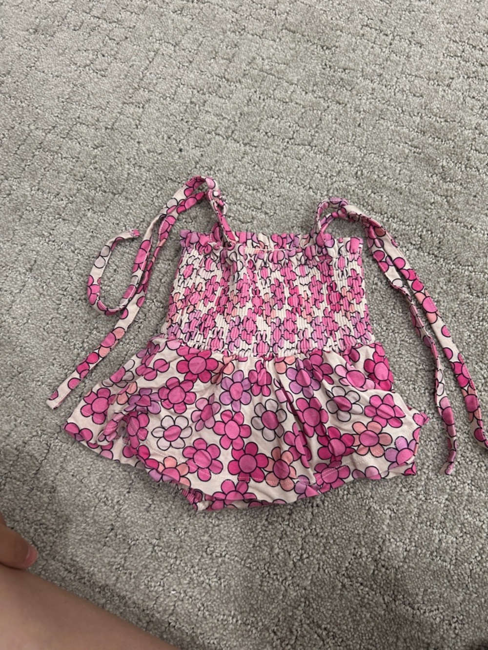 Pink Floral Smocked One-Piece Swimwear for Kids